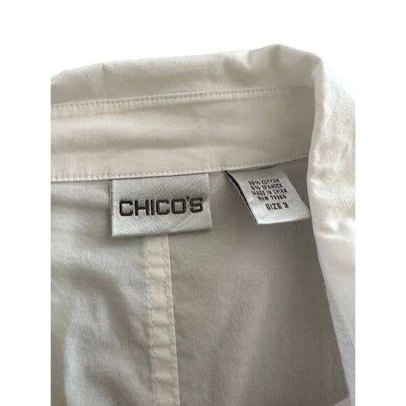 Chico’s Womens Tuxedo style white shirt size 3 Excellent Condition - Picture 2 of 2